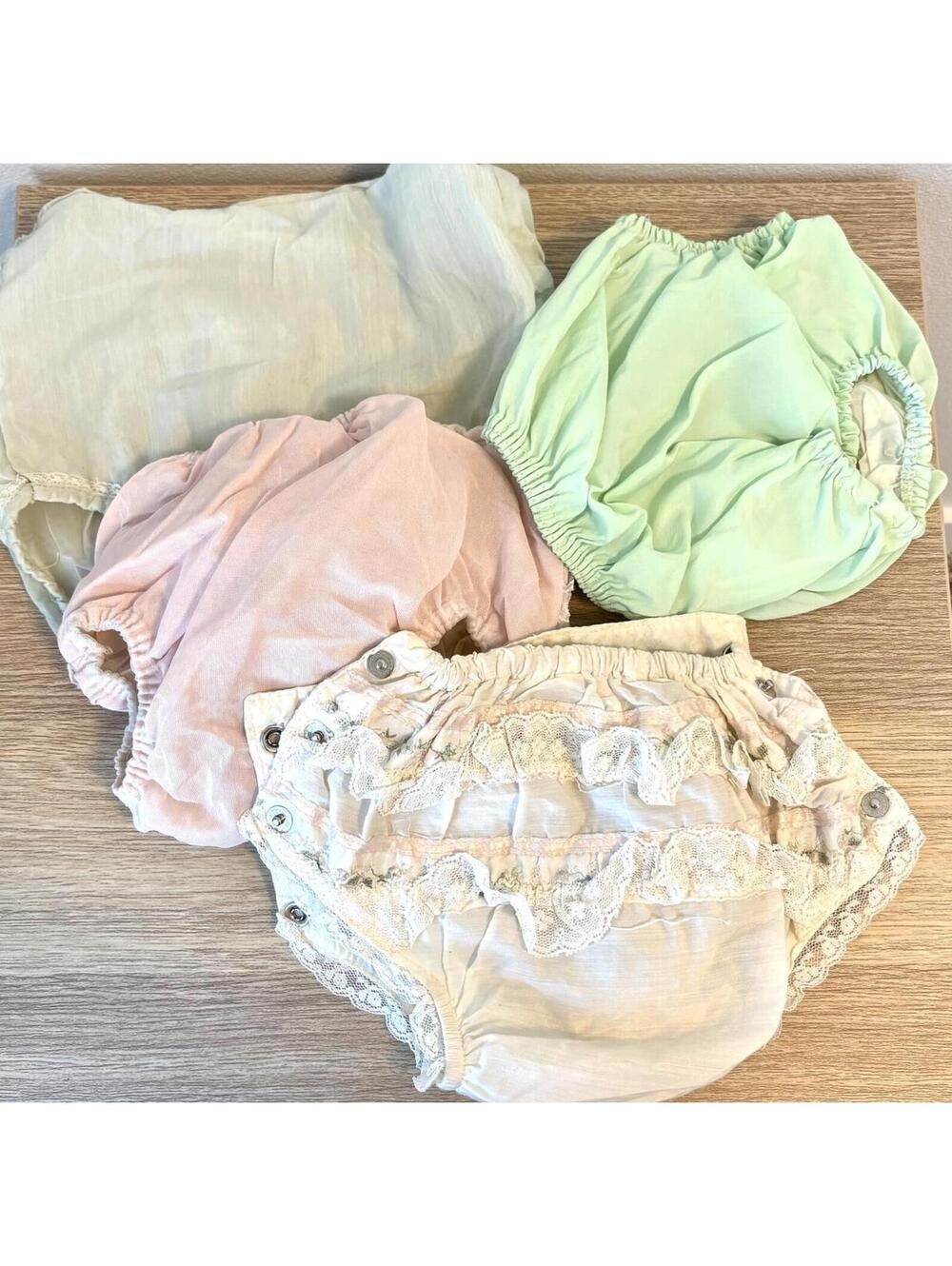 Vintage Baby Diaper Covers Lot of 4 Lace Ruffle Training Pants 1980s Clean
